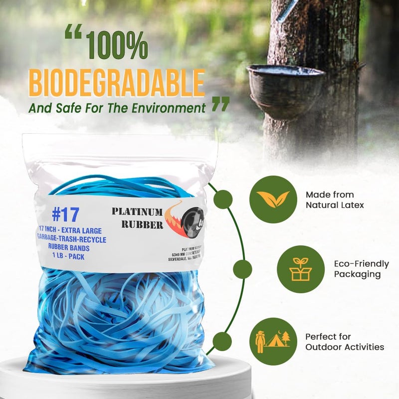 Platinum Rubber حاوية قمامة مطاطية زرقاء كبيرة الحجم 17 بوصة أربطة مطاطية حاوية مطبخ 55-65 جالون 95 96-100 جالون حاوية كبيرة كيس حافظة براميل دلو نفايات (1 رطل (46-49 رباط)) - Image 4